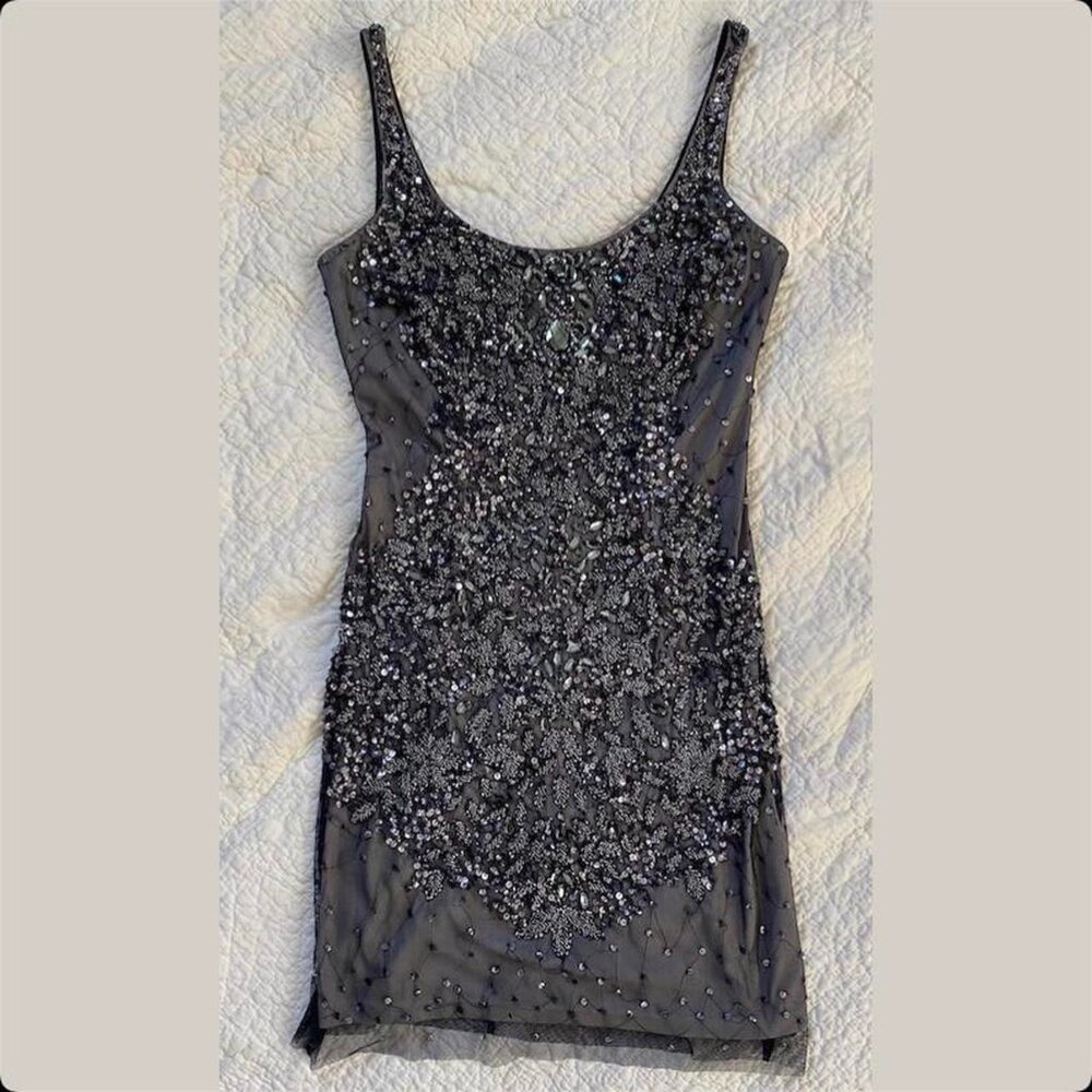 ☆Adrianna Papell Silver Sequin Dress☆